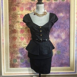 Black 2B Bebe dress with gold accents